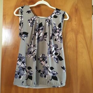 The Limited Gray and Purple Floral Top